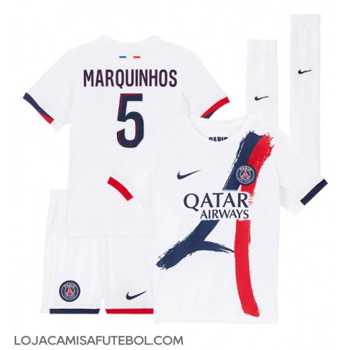 Camisa de Futebol Paris Saint-Germain Marquinhos #5 Equipamento Secundário Infantil 2024-25 Manga Curta (+ Calças curtas)